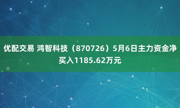优配交易 鸿智科技（870726）5月6日主力资金净买入1185.62万元